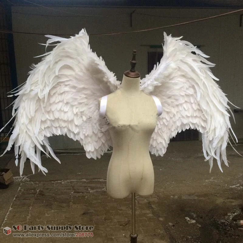 

Adult's luxury custom white ANGEL feather wings cosplay Models' stage show Displays shooting props Wedding decorations