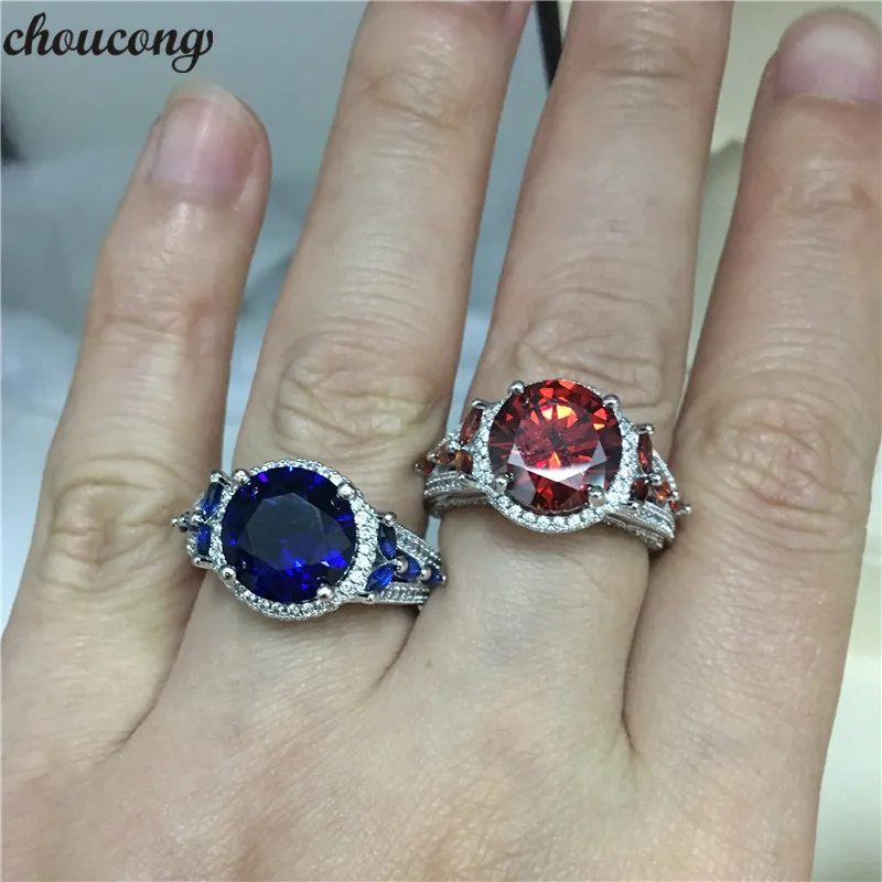

choucong 3 colors Flower Ring 925 sterling Silver Round 11mm AAAAA cz Anniversary Wedding Band Rings For Women Party Jewelry