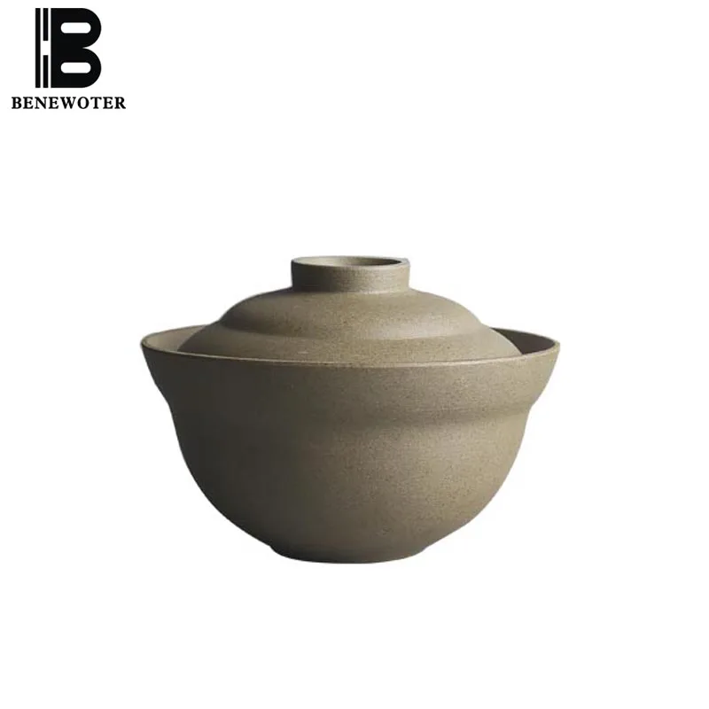 6,5 дюйм(ов) ов) японский стиль винтаж грубая керамическая посуда ручной работы керамика чаша с крышкой Ramen суп чаша риса миска для салата