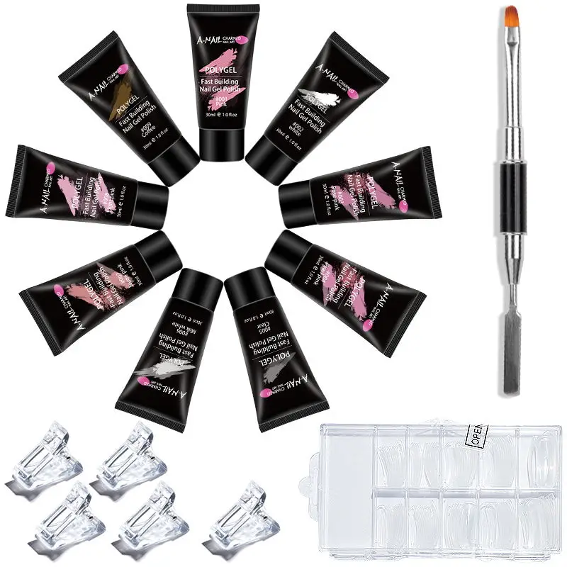 

A-Nail 30ml 9 Colors/Set Poly Gel Extension Nail Builder Gel Polish Varnish For Nail UV Gel LED Lacquer Manicure Tools