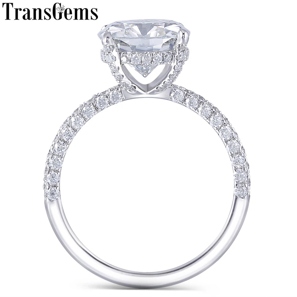 Transgems 14k White Gold 4 5ct 10mm Cushion Cut Moissanite Under