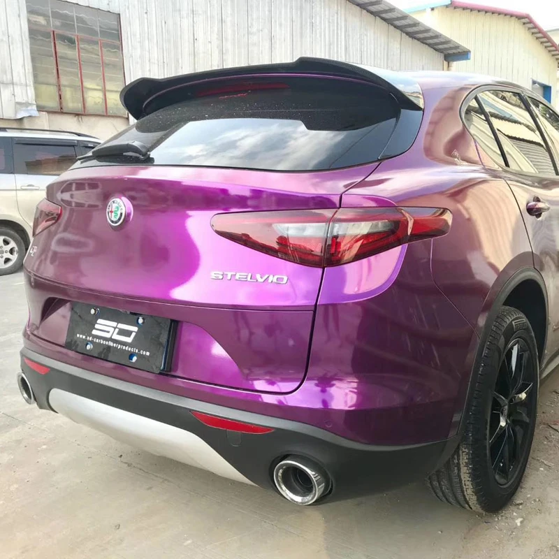 

For Alfa Romeo Stelvio Spoiler Carbon Fiber Rear Trunk Spoiler Black Finish Quadrifoglio Verde SD Style 2017 - 2018