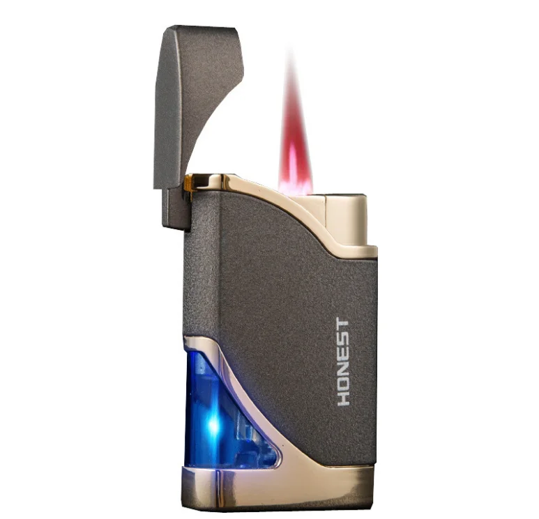 

Luxury Brand Butane Gas Lighter Strong Straight Flame 1300c Torch Lighter Ultra Thin Embossed Design Cigarette Lighter Gadgets