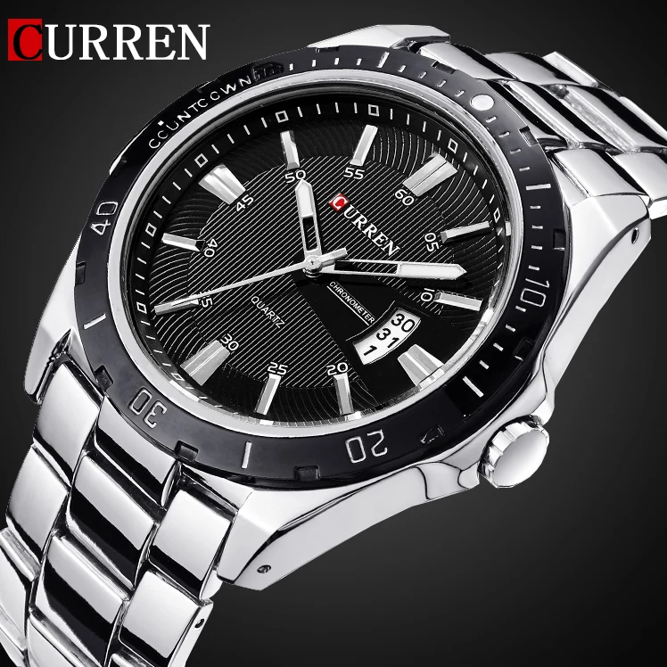 Achat 2016 CURREN NOUVELLE Mode Hommes Sport Montres Quartz Date de Horloge Homme Montre Hommes Casual Complet En Acier Inoxydable Poignet Casual montre