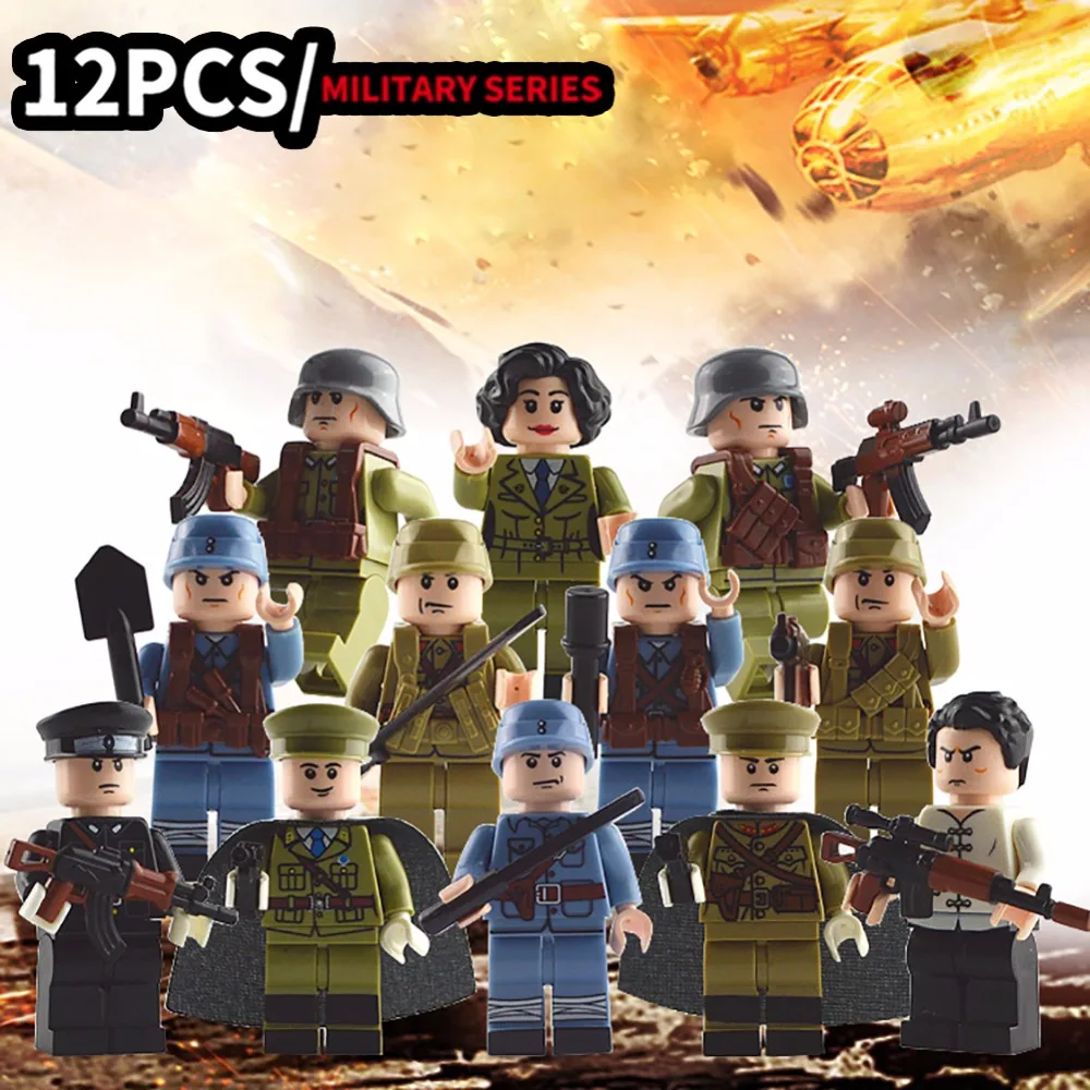 

12pcs War Series SWAT forces Army Weapon Guns Compatible Legoings Military Building Blocks Bricks figures DIY toys for Children
