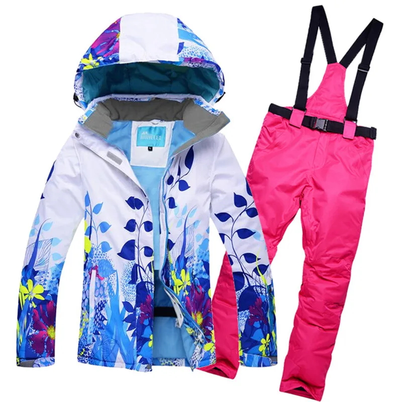 10K лыжный костюм зимний женский толстый теплый лыжный Сноубординг куртка брюки комплект водонепроницаемый ветрозащитный зимние костюмы Одежда для улицы