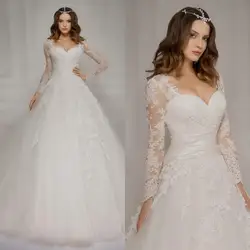 Тюль белый индивидуальный заказ Романтический Принцесса с длинным рукавом бальное платье Свадебные платья Vestido De Noiva кружево мать невесты