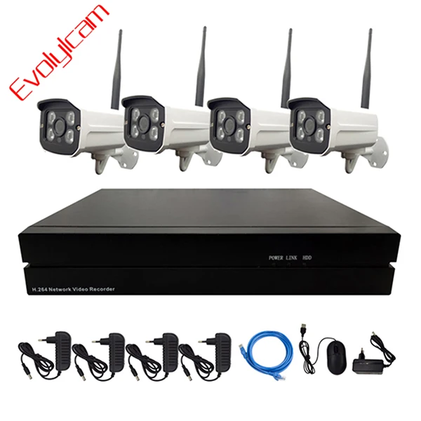 Evolylcam 4CH/8CH NVR Беспроводной 2MP 1080 P IP Камера Onvif P2P Wi-Fi уличная, инфракрасная, цилиндрическая видеонаблюдения системный комплект для фотокамеры - Цвет: 8CH NVR and 4 Camera