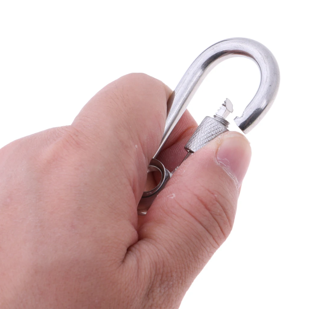 Stainless Steel 316 Spring Hook Eyelet Carabiner with Spring Loaded Gate Buckle
