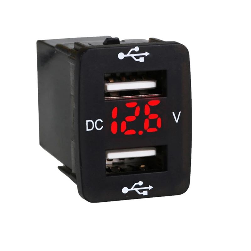 DC12-24V светодиодный ночной дисплей, двойной USB порт, 5 В, а, автомобильное зарядное устройство, адаптер для зарядки, розетка, двойной USB порт, светодиодный ночной дисплей