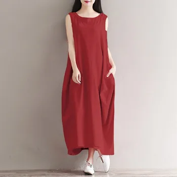 

Summer Lot Dress Single Colour Tank Provisional Long Sleeveless Party Maxi Clothes Summer Dress 2019 Beach Clothes Vestidos