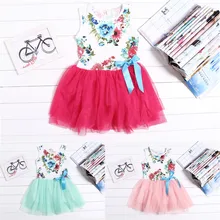 Одежда для маленьких девочек платье для девочек нарядное платье-пачка принцессы с цветочным рисунком для маленьких детей фатиновое цельнокроеное От 1 до 5 лет одежда для детей bosudhsou
