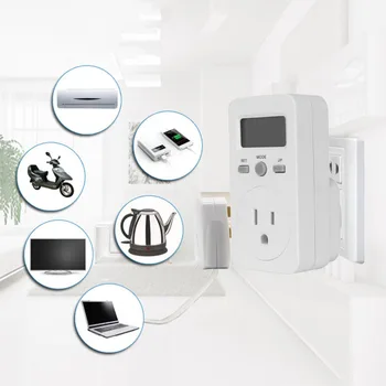 

OUTAD Digital Power Meter Plug-in Socket Electric Wattmeter Energy Monitor Meter LCD Display Household Measuring Outlet Analyzer
