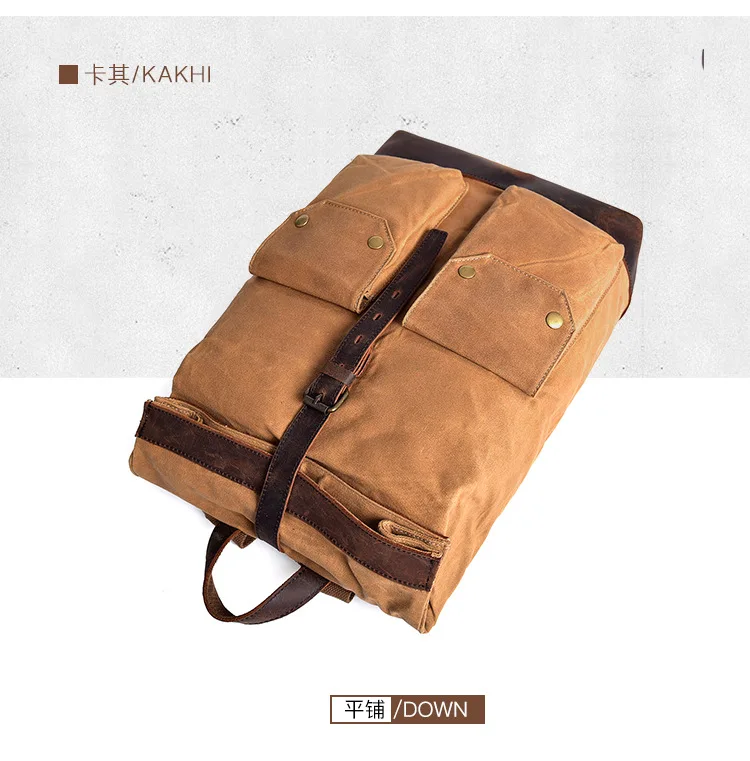 Брендовый дизайнерский высококачественный мужской рюкзак из восковой ткани, Школьный Рюкзак Для Путешествий, Подростковый классический ретро большой рюкзак для ноутбука