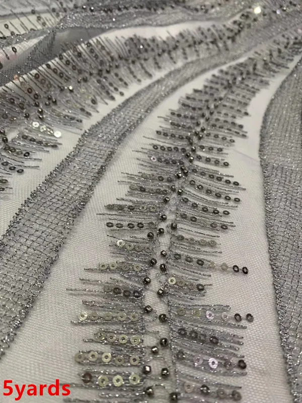 

New Arrival African Tulle Lace Fabrics High Quality 2019 french Lace Fabric With beads For women dress VISAMAY312