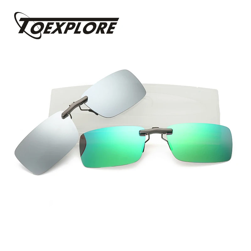 

TOEXPLORE Square Polarized Clip On Myopia Glasses Women Men Anti-Glare Sun Glasses Driving Outdoor Goggles Mirror Eyewear UV400