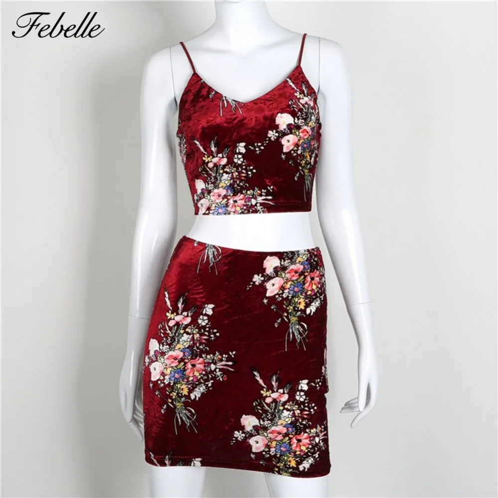 Febelle комплект из двух предметов наряды Женский комплект: укороченный топ и юбка