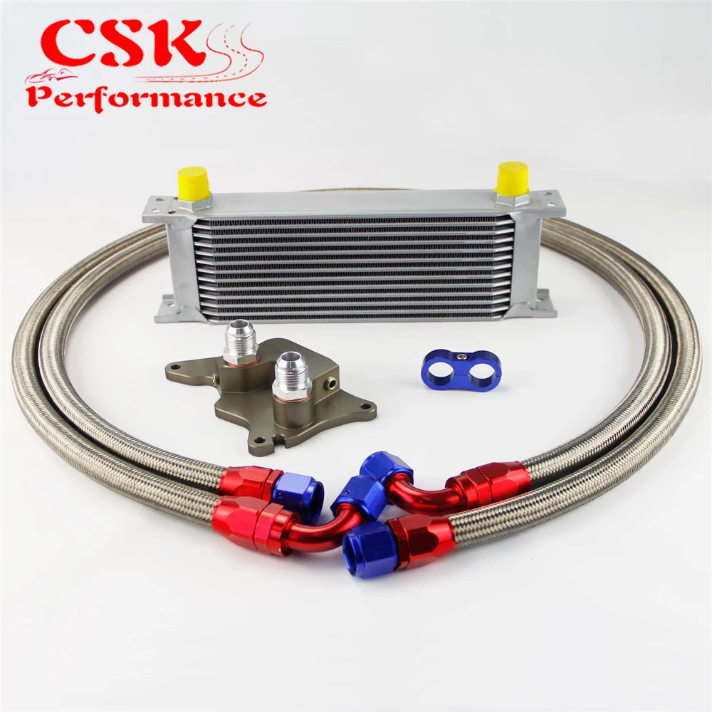Best Price 13 Row 248mm AN10 British Oil Cooler Kit Fits For BMW Mini Cooper R56 Supercharger Black/Silver