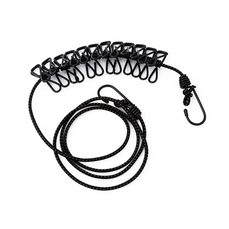 Elastic Washing Line With 12 Clips Travel Portable Retractable Clothesline Home Socks Underwear Clothes Hanger