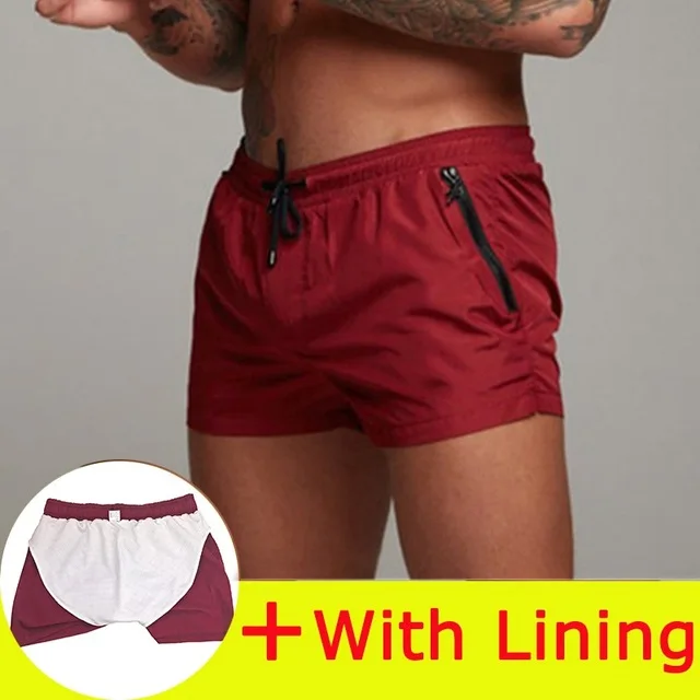 New Mens Sport Running Shorts Summer Bodybuilding Short Pants Quick Dry Men Gym Basketball Tennis Fitness Beach Shorts Man Homme - Цвет: Wine Red Lining