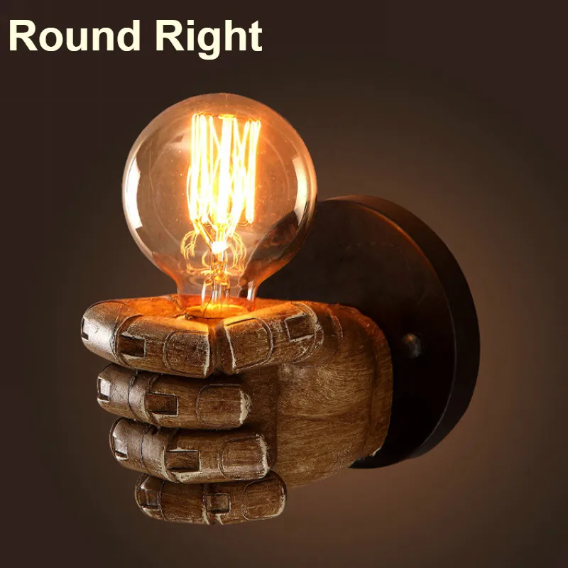 New 220V Vintage Resin Fist Wall Lamps LED Bulbs Corridor Lights Bedroom Living Room Wall Light Holder Home Art Decoration E27