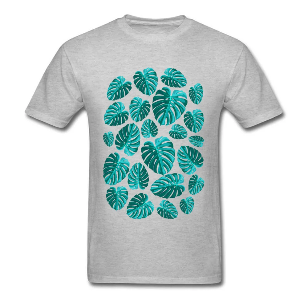 Tropical Leaf Monstera Plant Pattern T-shirts New Fashion Mens Lovers Day Tops Tees Personalized Sweatshirts O-Neck Pure Cotton Tropical Leaf Monstera Plant Pattern grey
