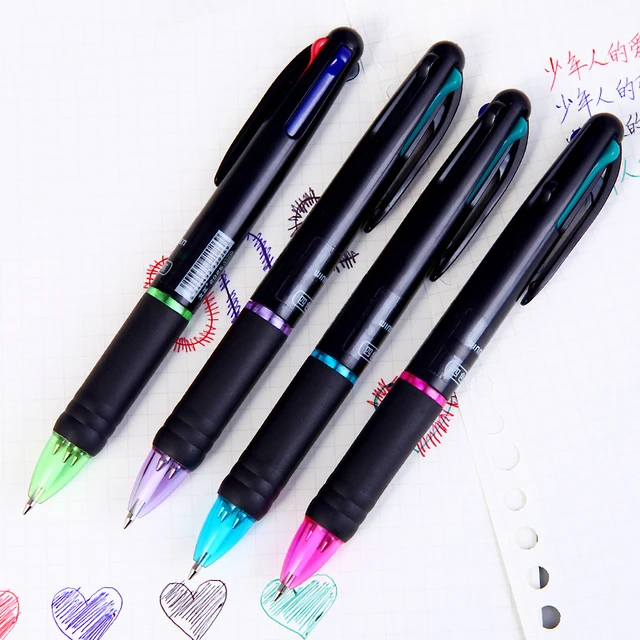 Bolígrafo Multicolor 6 en 1, incluye bolígrafo de 5 colores, 1 borrador  superior de lápiz automático para marcar escritura, suministro escolar de  oficina - AliExpress