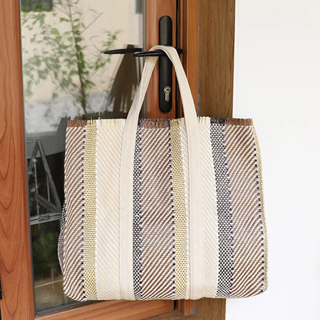 

Fashion Casual Women's Woven Large Shoulder Bag Large Capacity Folding Handbag Wild Large Capacityg with Zipper for summer