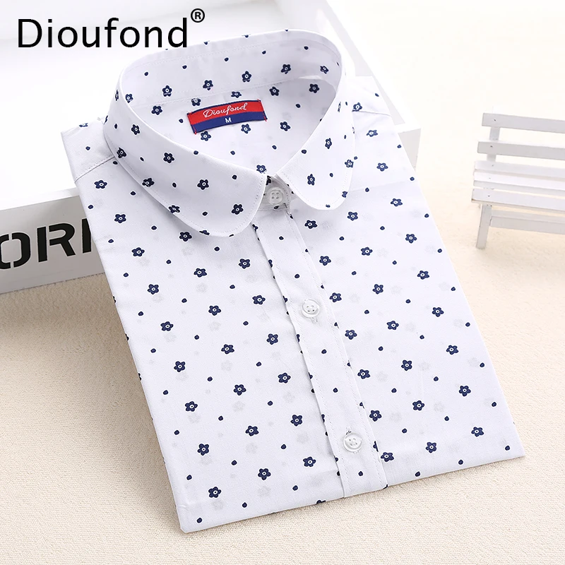 Meilleur Dioufond Floral Femmes Chemisiers Blouse À Pois À Manches Longues Chemise Femme Coton Camisas Femininas Blusa Feminina Dames Tops