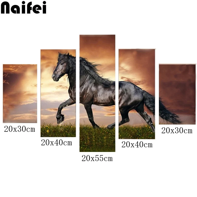 

diy diamond painting cross stitch 5pcs/sest horse wall art,5D Diamond embroidery animal,square full display,diamond mosaic