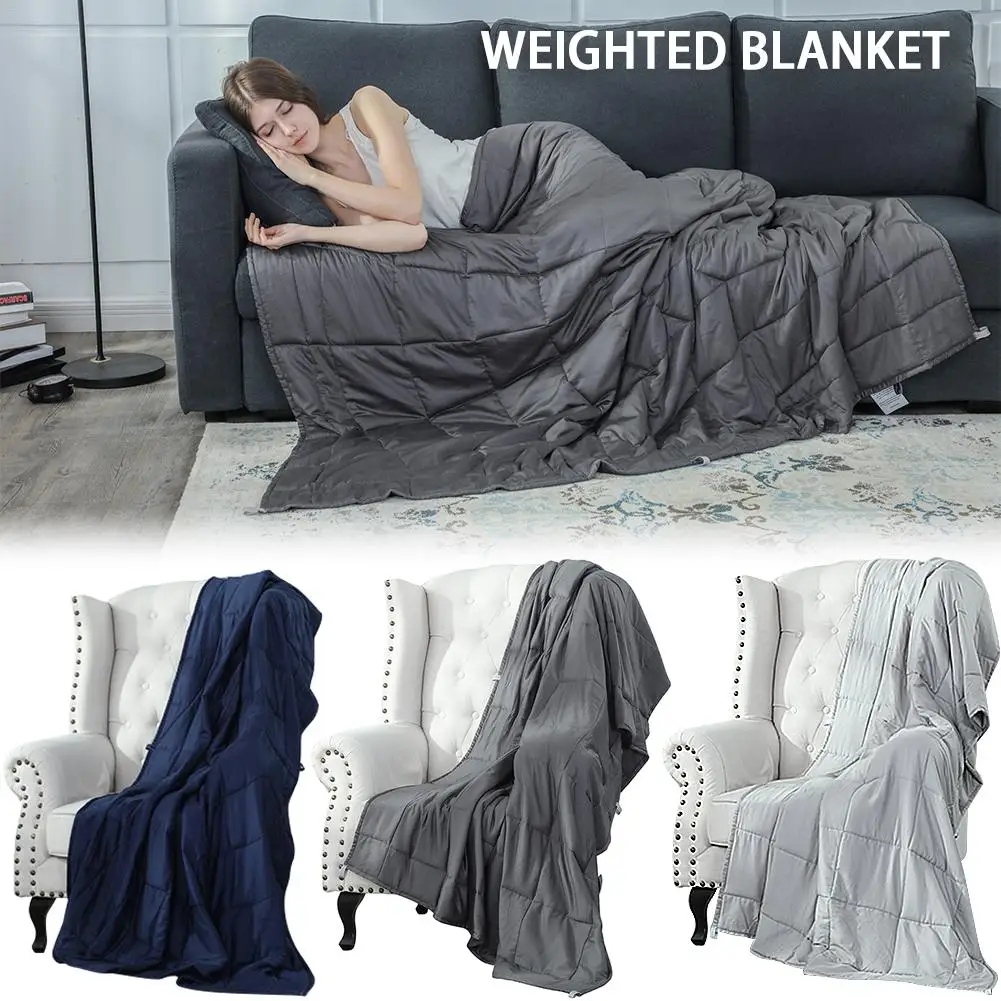 

Light And Soft Cotton Weighted Blanket Glass Beads Ventilation Relieve Stress Autism Anxiety Disorders Blanket 7/10/15/20lb/25lb