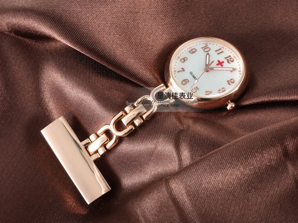 Новые роскошные Круглый циферблат Clip-On Брелок Медсестра карманные часы кварцевые Брошь Висит моды Для мужчин Для женщин светящиеся