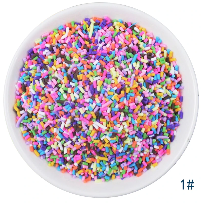 50g/lot Cute Hot Selling Clay Sprinkles, Colorful Heart Five Star Bow Candy Sprinkles for Crafts Making Slimediy