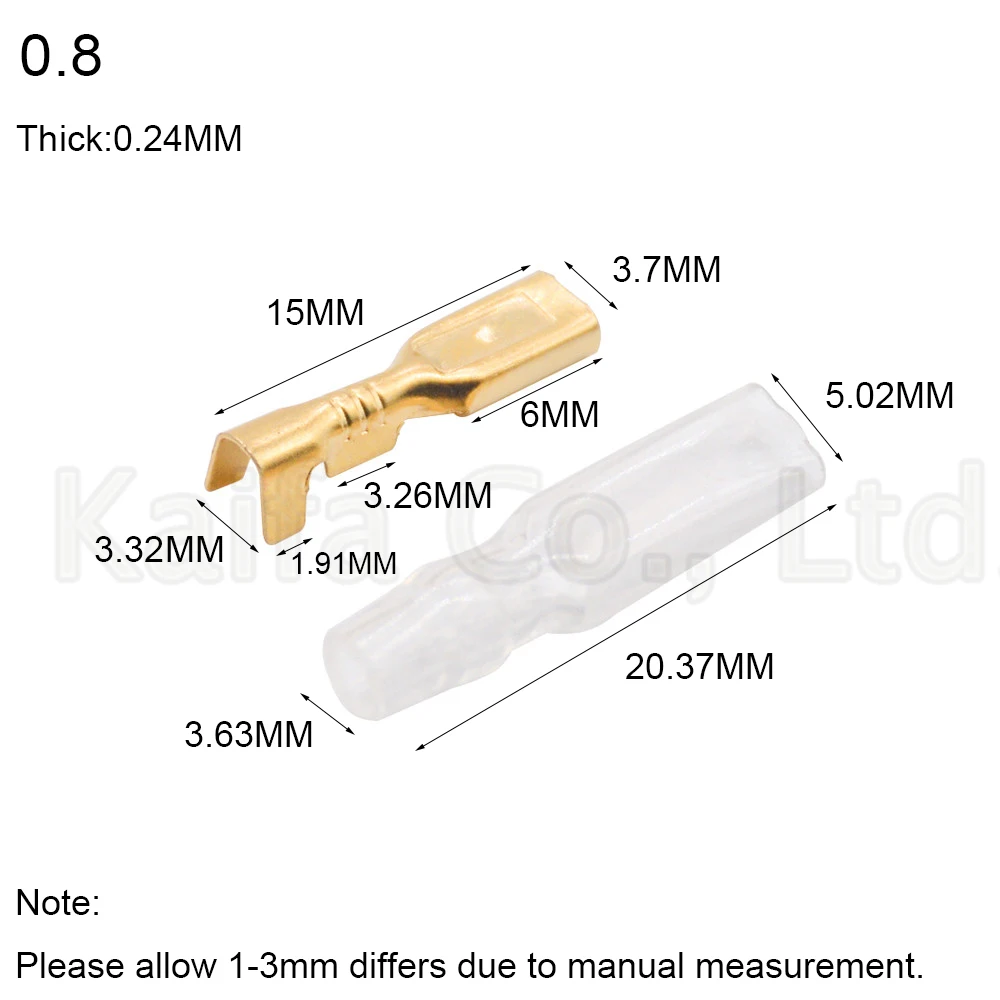 100 шт./лот 2,8 изолированный терминал с 0,5/0,8 мужской вставкой латунные цветные разъемы автомобильные клеммы