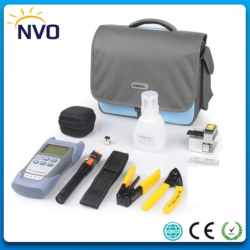 

FTTH Assembly Optical Fiber Termination Tool Kit with Fiber Cleaver,Optic Power Meter,10mW Visual Fault Locator for FTTH Drop