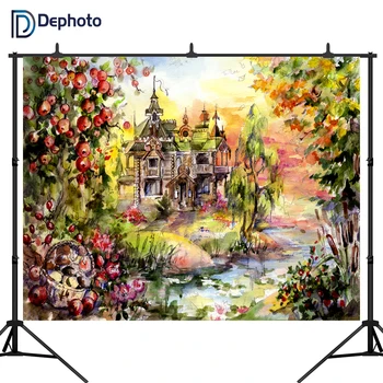 

DePhoto Photography backdrops Oil Painting Harvested apples Castle baby shower background birthday party photocall studio props