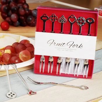 

6-piece Set Gift Box Packing Fruits Fork 304 Stainless Steel High Grade Ice Cream Fork Creative Dinnerware Free Shipping