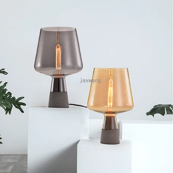 

Nordic LED table lamp glass loft living room bedroom desk lamp creative retro designer study dining room table light home decor