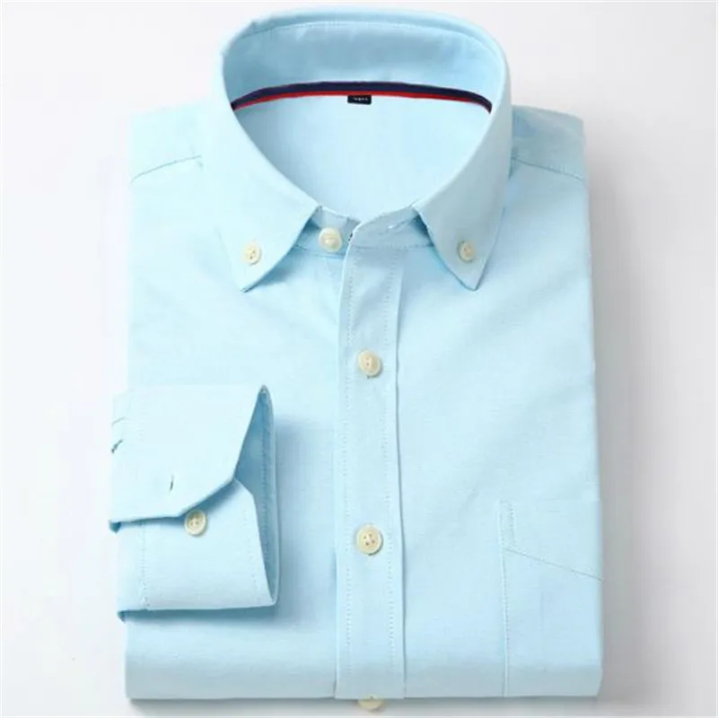 Новинка, оксфордская Мужская рубашка, брендовая, модная, деловая, официальная, облегающая, дышащая, однотонная/полосатая, повседневная, синяя, дизайнерская, мужская одежда - Цвет: XNJF6