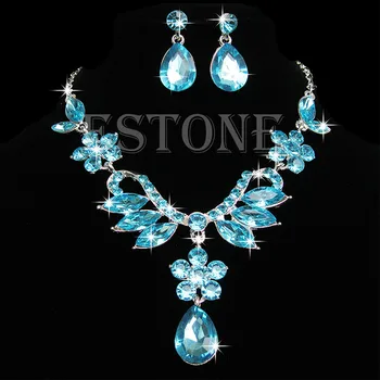 

Bride Wedding Party Acrylic Drop Necklace Earring Pendant Chain Jewelry Set New
