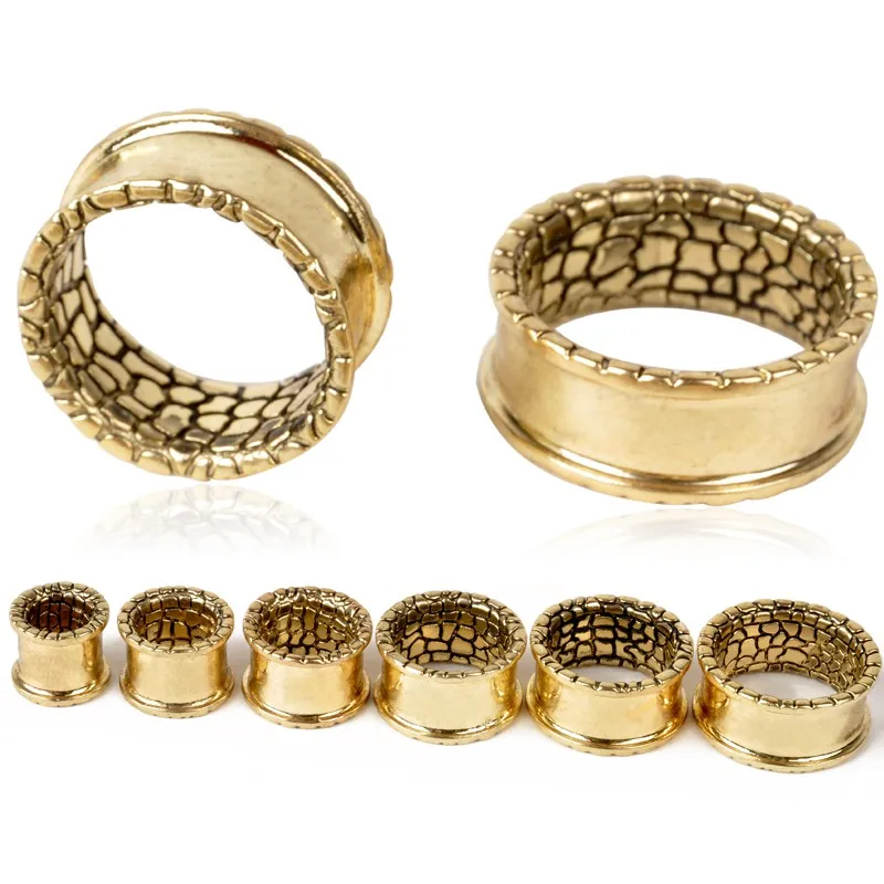 

Ear Expander Body Piercing Jewelry 1 Pair Antique Snake Skin Single Flare Flesh Tunnel Ear Plugs Expander 10-25mm Ear Stretcher