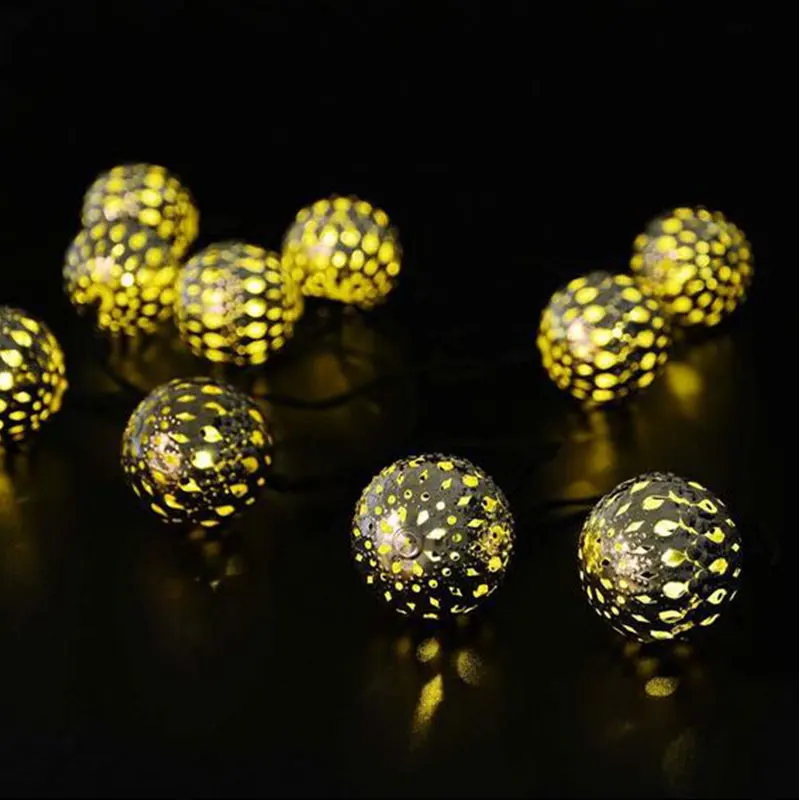 3.3M 20LEDs Solar Power LED String Light Morocco Ball Iron Bulb Lights Outdoor Christmas Holiday Party Decorative String Lamps (9)