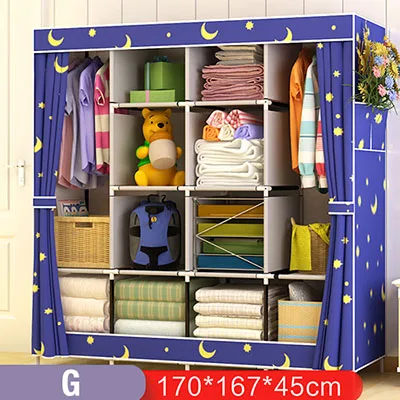 Multi-function Wardrobe Fabric Folding Cloth Storage Cabinet DIY Assembly Easy Install Reinforcement Wardrobe Closet