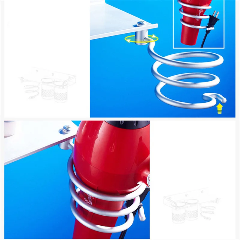 Многофункциональный фен-держатель для ванной комнаты, настенный стеллаж, алюминиевый органайзер для хранения на полке, фен-держатель