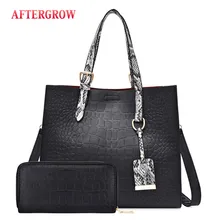 Элегантная женская сумка-тоут с большими принтами из змеиной кожи, Набор сумок из искусственной кожи, Женская композитная сумка на плечо для женщин, большая сумка