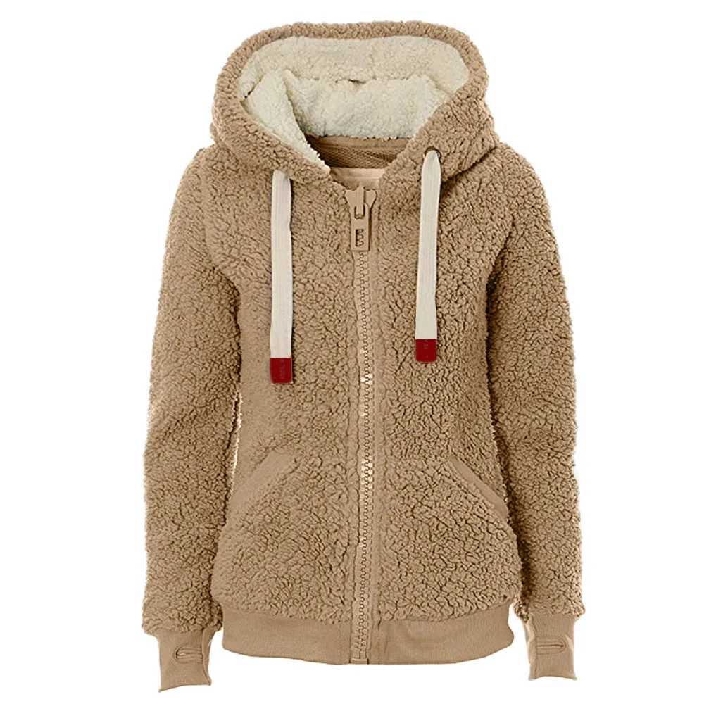 MISSOMO зимний женский мягкий плюшевый джемпер с капюшоном, куртка с капюшоном, пальто с карманом размера плюс для женщин