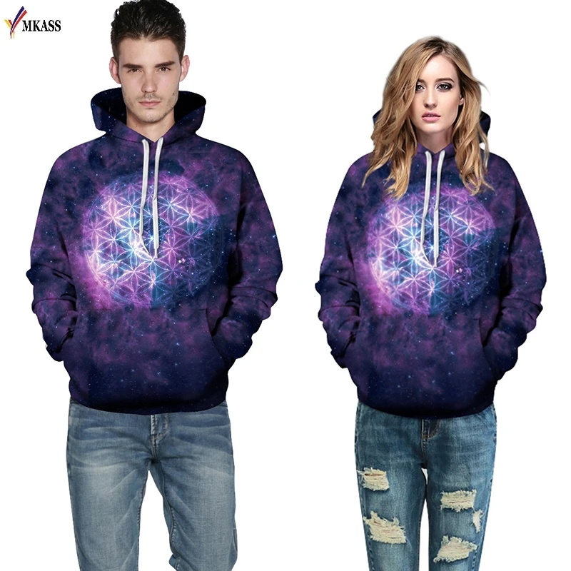 MKASS Hot Space Galaxy 3d Sweatshirts Men/Women Hoodies With Hat Print Stars Nebula Autumn Winter Loose Thin Hooded Hoody Tops