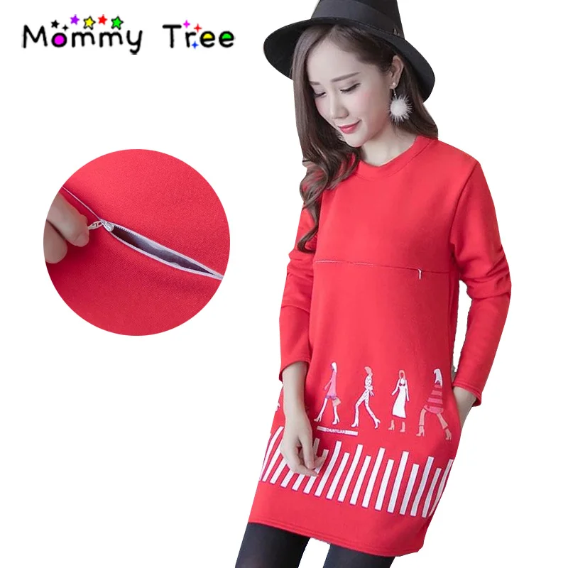 Winter Warm Nursing Clothes Breastfeeding Dress for Feeding Maternity