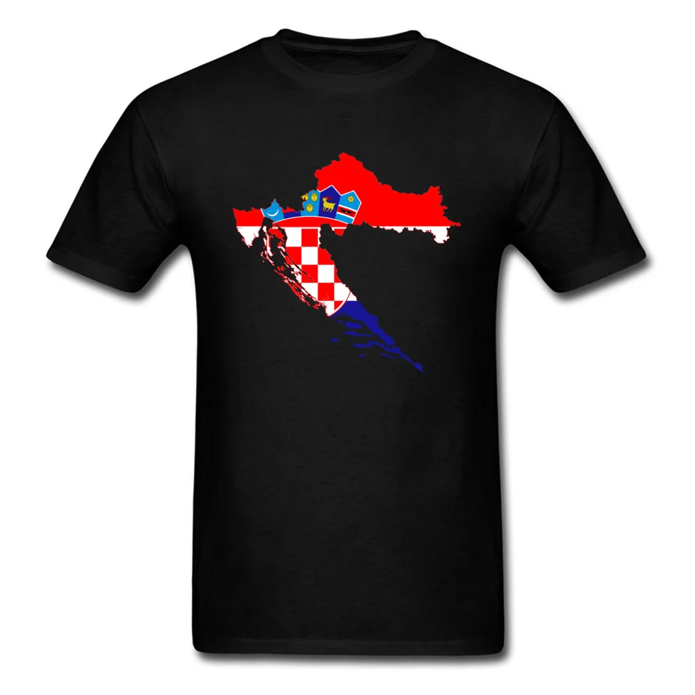 Popular Flag Map Croatia Short Sleeve Tshirts Summer/Fall Crewneck 100% Cotton Fabric Tops Shirts for Men T Shirts comfortable Flag Map Croatia black