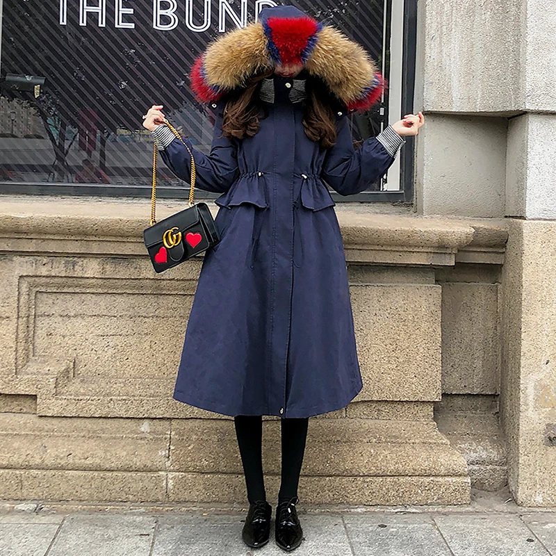 Colorful large raccoon dog fur collar thick winter down coats women slim waist white duck down jackets 2018 autumn MOVAU0167 Colorful large raccoon dog fur collar thick winter down coats women slim waist white duck down jackets 2018 autumn MOVAU0167